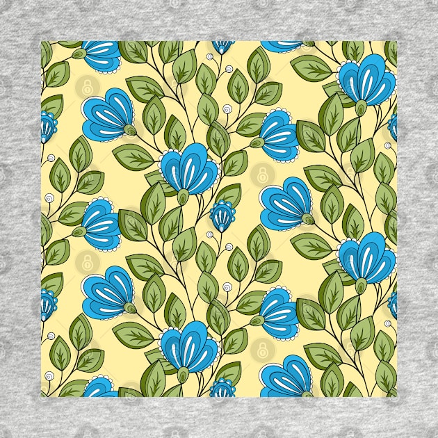 Colored Pattern with Vintage Floral Motifs by lissantee